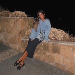 Zara Blue Denim Hoodie